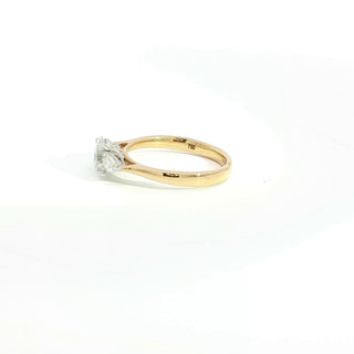 18K YELLOW GOLD WHITE HEAD ENGAGEMENT OVAL CUT DIAMOND RING