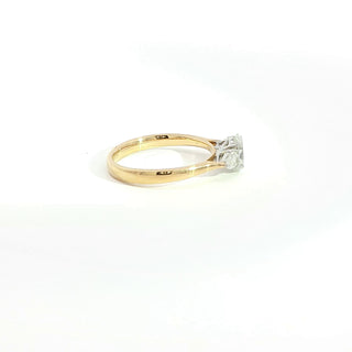 18K YELLOW GOLD WHITE HEAD ENGAGEMENT OVAL CUT DIAMOND RING