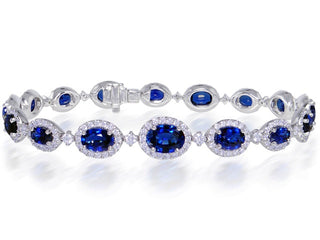 18 Kt White Gold Diamond Blue Sapphire Bracelet