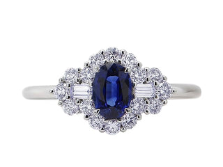 18 Kt White Gold Sapphire and Diamond Ring