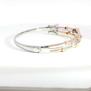 18K PINK YELLOW WHITE GOLD DIAMOND BANGLE