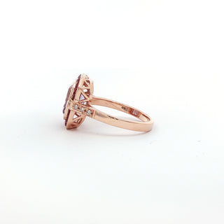 9KT PINK GOLD PINK AMETHYST RUBY DIAMOND RING