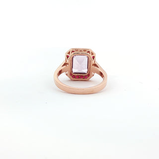 9KT PINK GOLD PINK AMETHYST RUBY DIAMOND RING