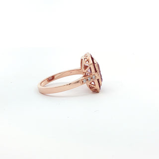 9KT PINK GOLD PINK AMETHYST RUBY DIAMOND RING