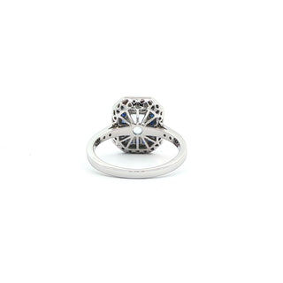 9KT WHITE GOLD BLUE TOPAZ SAPPHIRE DIAMOND RING