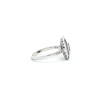 9KT WHITE GOLD BLUE TOPAZ SAPPHIRE DIAMOND RING