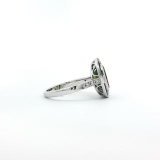 9KT WHITE GOLD PERIDOT SAPPHIRE DIAMOND RING
