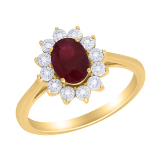 9 Kt Yellow Gold Ruby and Diamond Ring