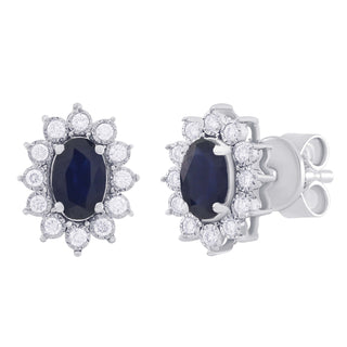 9 Kt White Gold Sapphire and Diamond Earrings