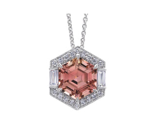 18KT WG PARPARACHA TOURMALINE AND DIAMOND PENDANT .