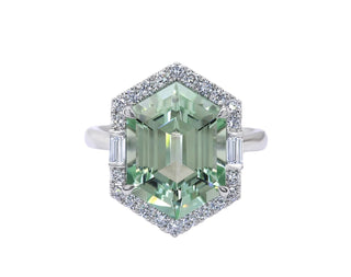 Platinum Green Mint Tourmaline and Diamond Ring