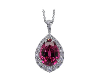18KT WG GARNET DIAMOND PENDANT
