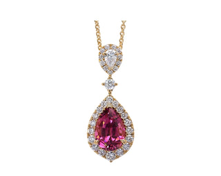 18KT YG ROSE GARNET DIAMOND PENDANT