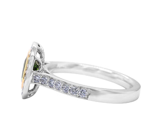 Platinum + 18K + YG Green Sapphire and Diamond Ring .