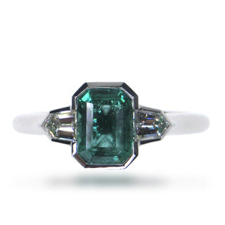 Platinum Emerald and Diamond Ring