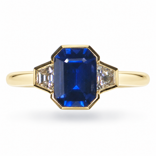 18KT YG Diamond and Sapphire Ring