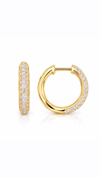 18KT YG DIAMOND HOOPS