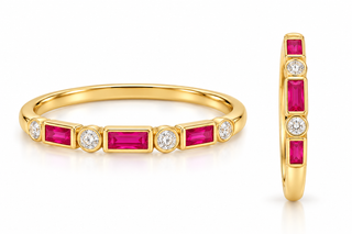 18KT YG RUBY AND DIAMOND BAND