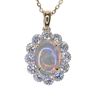 18K WYG OPAL AND DIA PENDANT