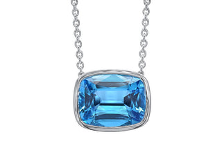 18 Kt White Gold Swiss Blue Topaz Pendant