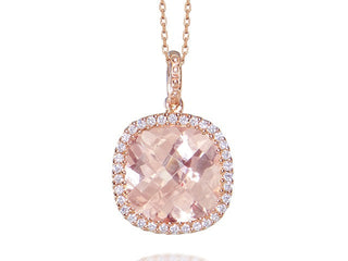 18 Kt Pink and Gold Morganite and Diamond Pendant