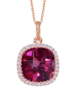 18 Kt Pink Gold Rhodolite and Diamond Pendant