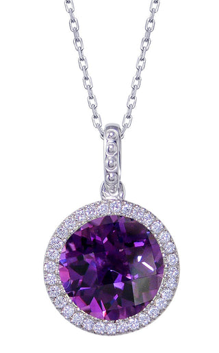 18 Kt White Gold Amethyst and Diamond Pendant