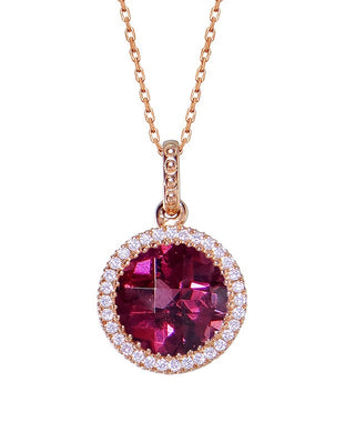 18 Kt Pink Gold Rhodolite and Diamond Pendant