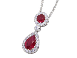 18 Kt White Gold Ruby and Diamond Pendant