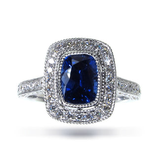 18 Kt White Gold Sapphire and Diamond Ring
