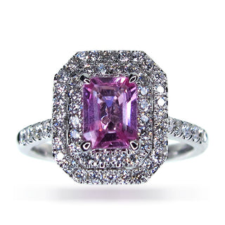18 Kt White Gold Pink Sapphire Ring