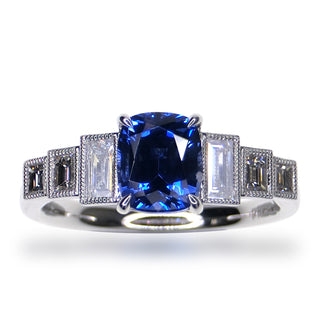 Platinum Sapphire and Diamond Ring