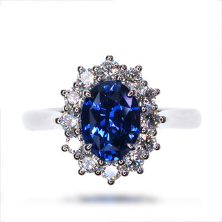 Platinum Diamond and Sapphire Ring