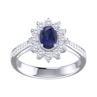 9 Kt White Gold Sapphire and Diamond Ring