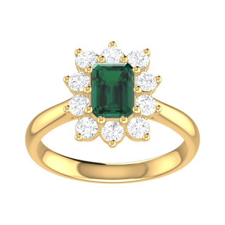 18 Kt Yellow Gold Emerald and Diamond Ring