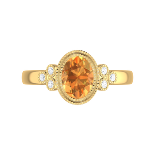 9 Kt Yellow Gold Citrine and Diamond Ring