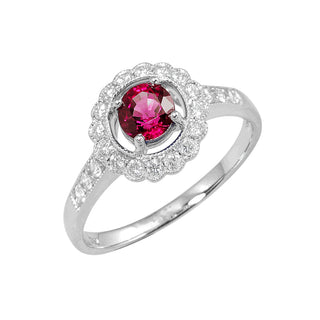 18 Kt White Gold Fine Quality Burmese Ruby and Diamond Ring