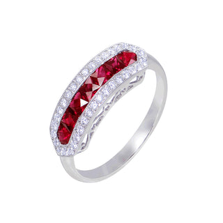 18 Kt White Gold Fine Quality Burmese Ruby and Diamond Ring
