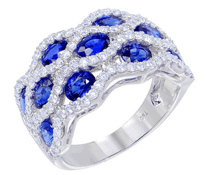 18 Kt White Gold Fine Ceylon Sapphire and Diamond Ring