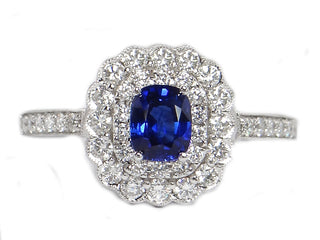 18 Kt White Gold Diamond and Sapphire Ring