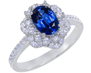 18 Kt White Gold Fine Ceylon Sapphire and Diamond Ring