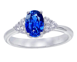 18 Kt White Gold Fine Ceylon Sapphire and Diamond Ring
