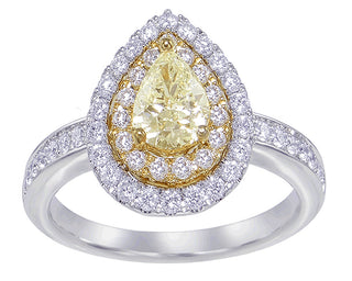 18 Kt White Gold and Yellow Diamond Ring