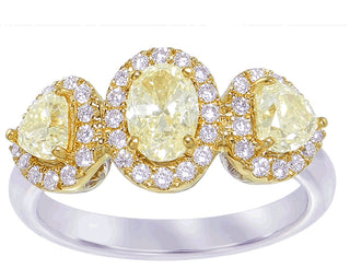 18 Kt White Gold and Yellow Diamond Ring