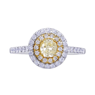 18 Kt White Gold and Yellow Diamond Ring
