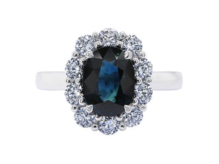 Platinum African Sapphire and Diamond Ring
