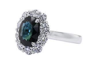 Platinum African Sapphire and Diamond Ring