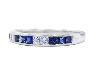 18KT WG SAPPHIRE AND DIAMOND BAND