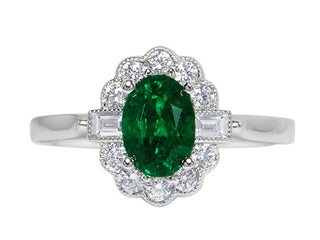 18 Kt White Gold Emerald and Diamond Ring