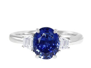 18 Kt White Gold Diamond and Sapphire Ring